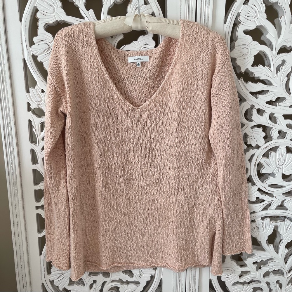 Aritzia light pink v neck sweater